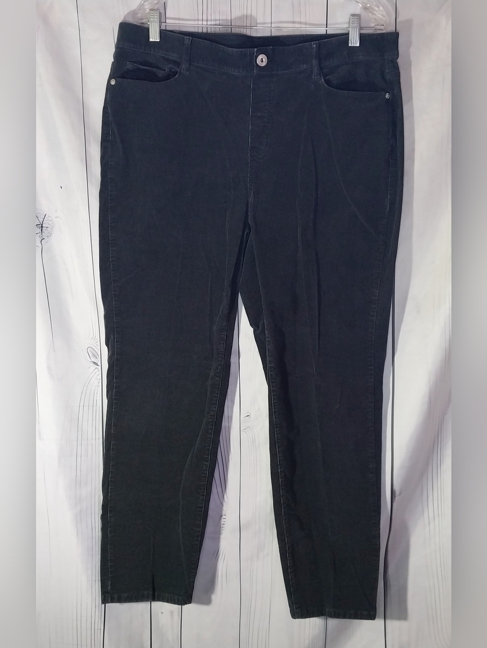 J.Jill High Waisted Minimalist Classic Black Corduroy Straight-Leg Pull-On Pants